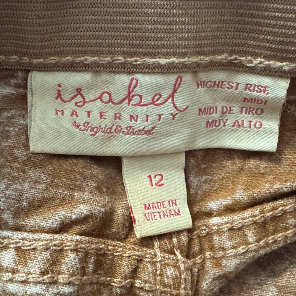 Isabel Maternity High Rise Midi Short with Side Panels Clay - Picture 5 of 10